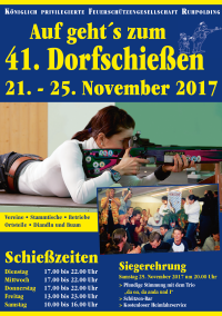 Read more about the article 41. Dorfschießen vom 21.11. bis 25.11.2017